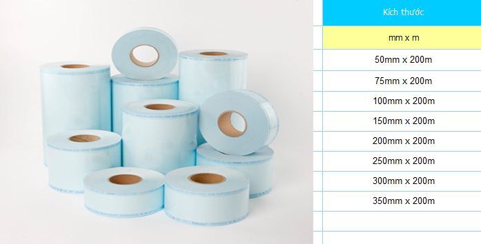 Túi ép tiệt trùng loại dẹt, túi hấp ướt, túi hấp ẩm, Sterilization Flat Reel Pouch 2 tui ep tiet trung loai dep